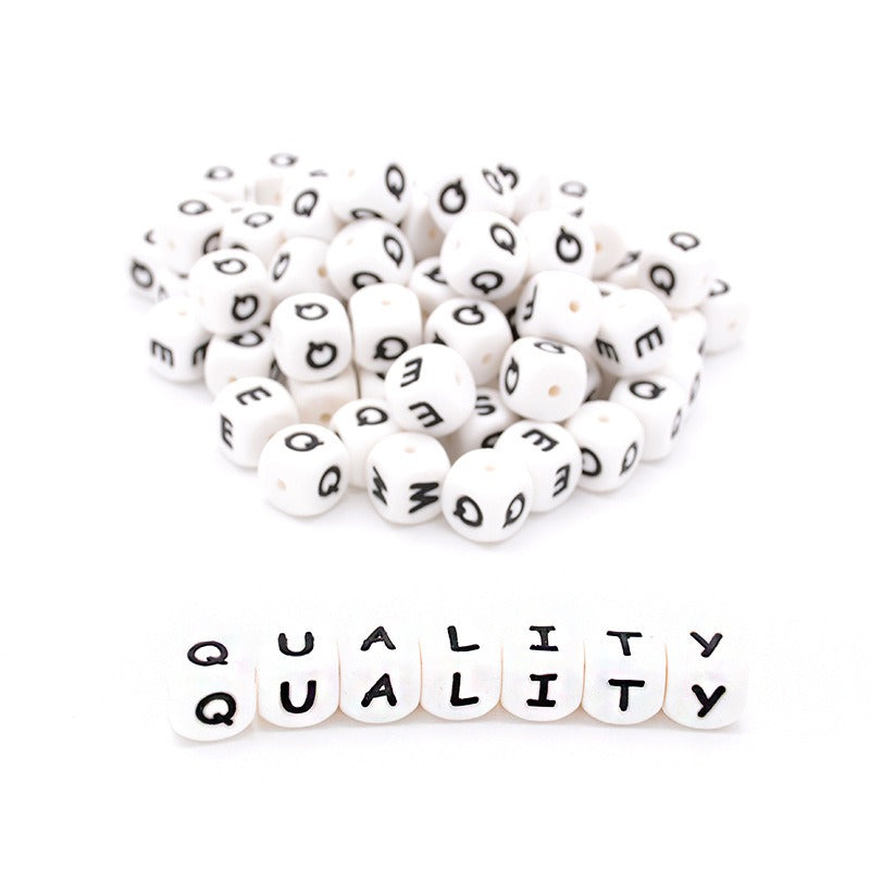 Wholesale 10pcs Silicone Food Grade Teething Diy Bracelet Multi-sided Pacifier Teething English Letter Beads